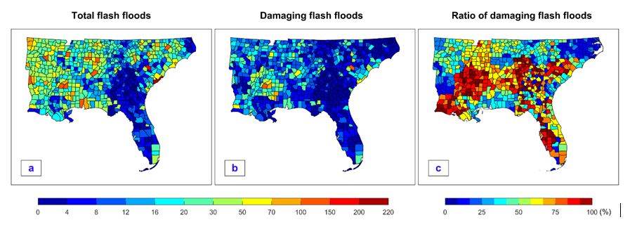 three figures of data focusing on the southern US